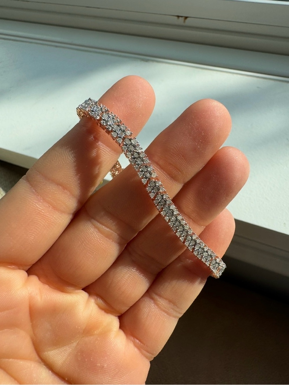 1 CT Natural Diamond Rose Gold Sterling Silver Tennis Bracelet 7”